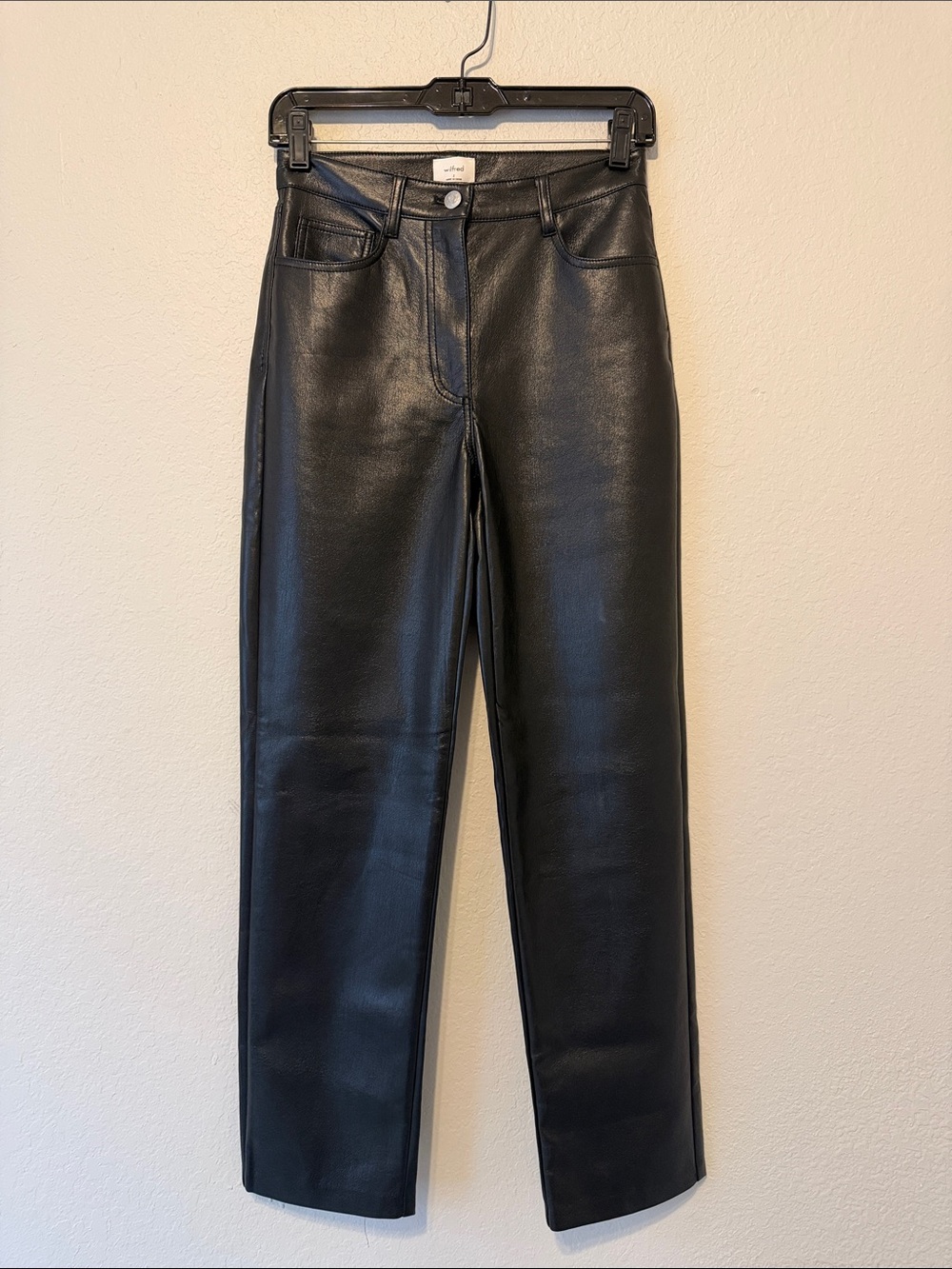 Wilfred Black Faux Leather Straight-Leg Jeans